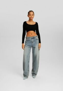BERSHKA With Low-Cut Neckline - Cropped - Trui - Black -ESPRIT Winkel 07a11f355c3d42528b07ae89360f6cd6
