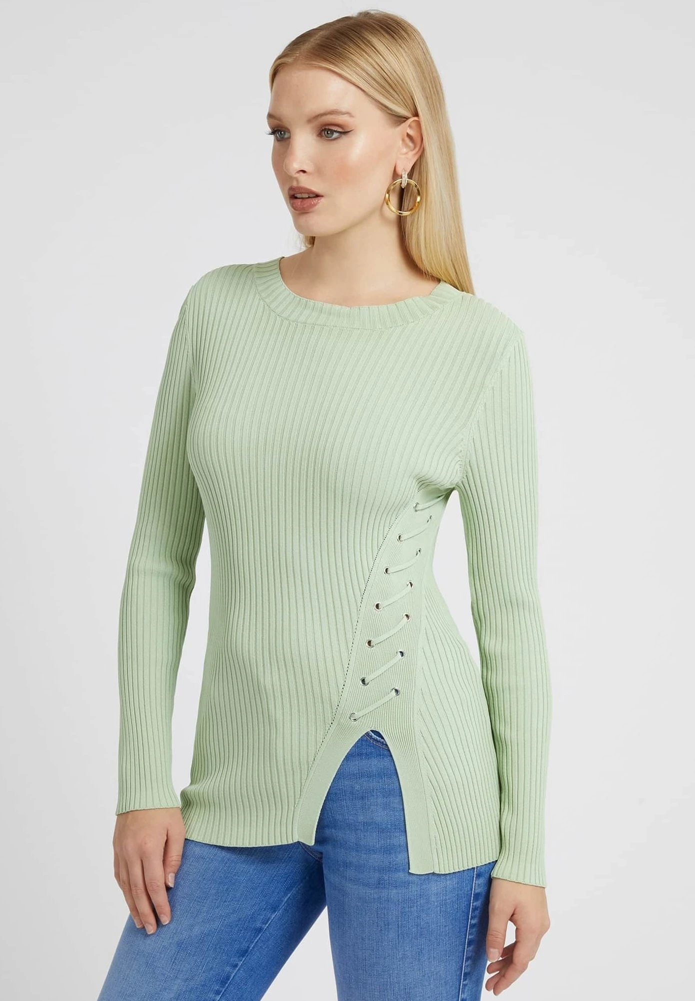 Guess Mit Schnürung - Trui - Grün 1 Guess Mit Schnürung - Trui - Grün