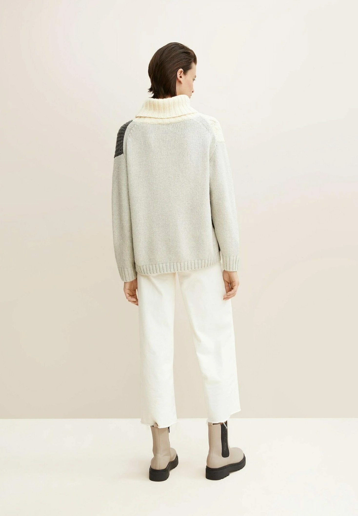 Tom Tailor Verschiedenen Struktu - Trui - Grey Patched Design 3 Tom Tailor Verschiedenen Struktu - Trui - Grey Patched Design - Afbeelding 3