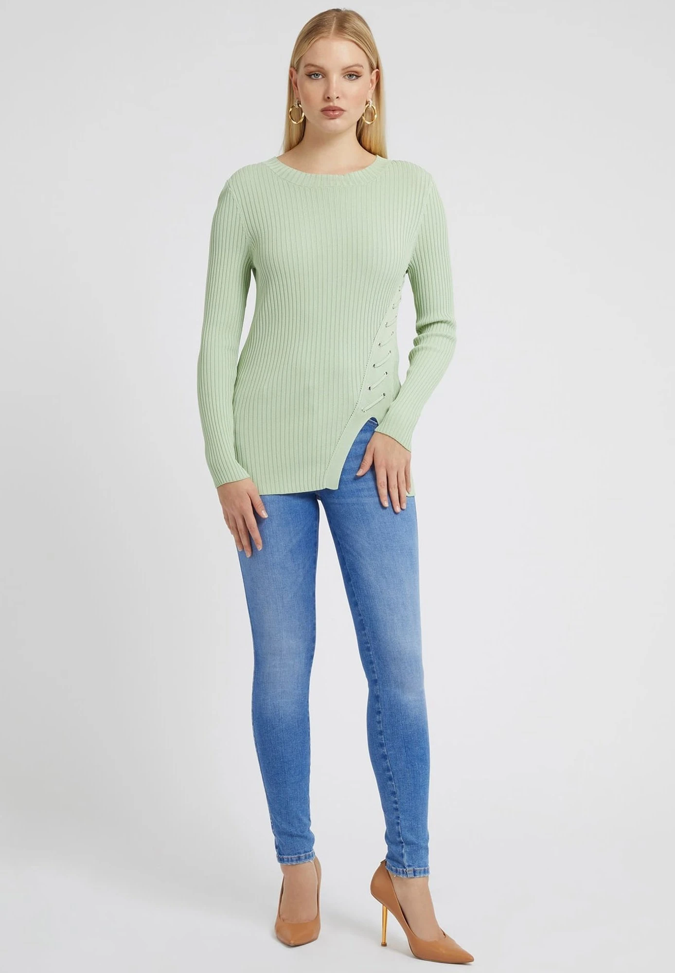 Guess Mit Schnürung - Trui - Grün 2 Guess Mit Schnürung - Trui - Grün - Afbeelding 2