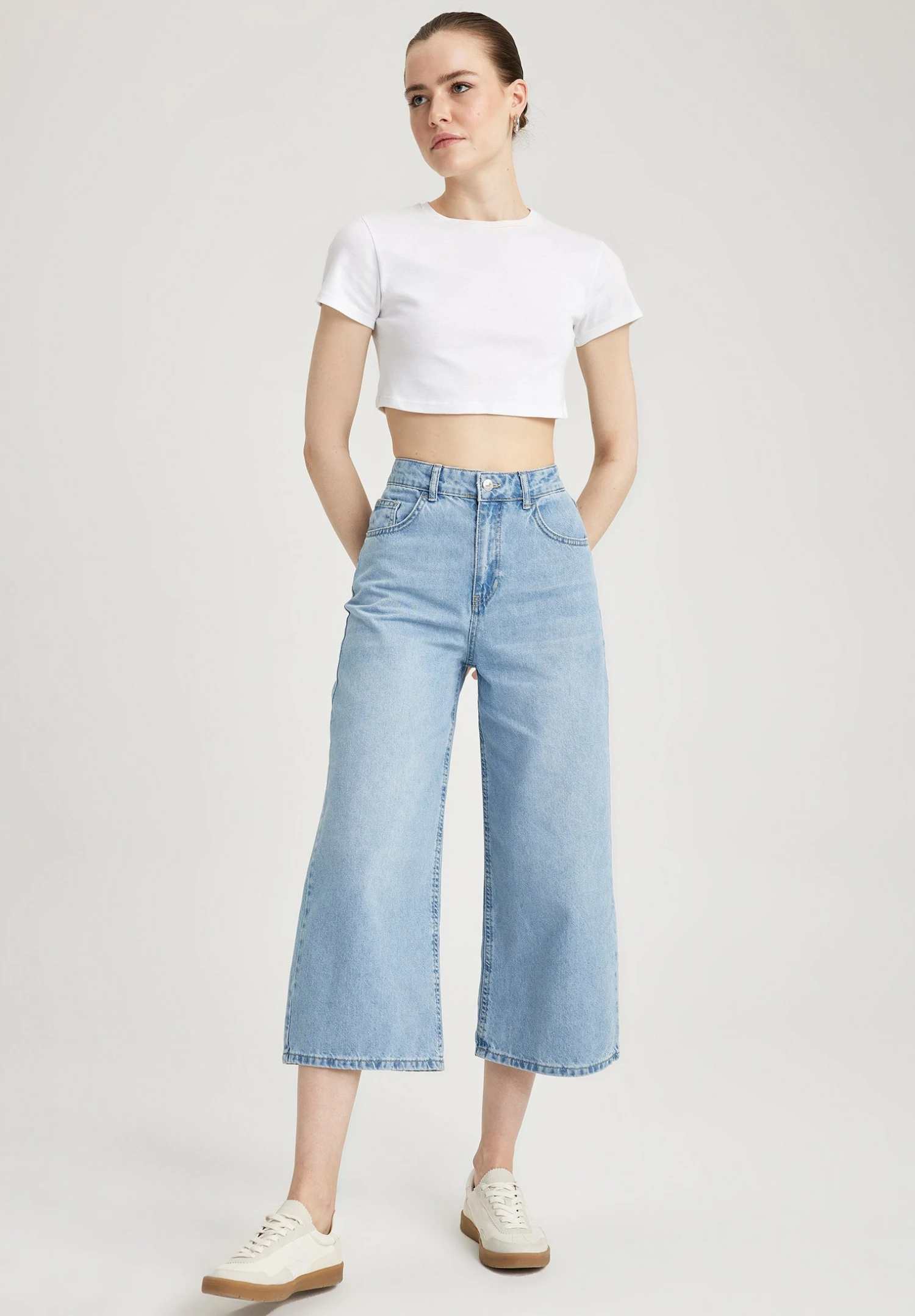 DeFacto Culotte - Straight Leg Jeans - Blue 2 DeFacto Culotte - Straight Leg Jeans - Blue - Afbeelding 2