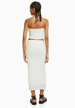 BERSHKA Waffle - A-Lijn Rok - White -ESPRIT Winkel 1dcaffef4eac4a8aac203614f1644147