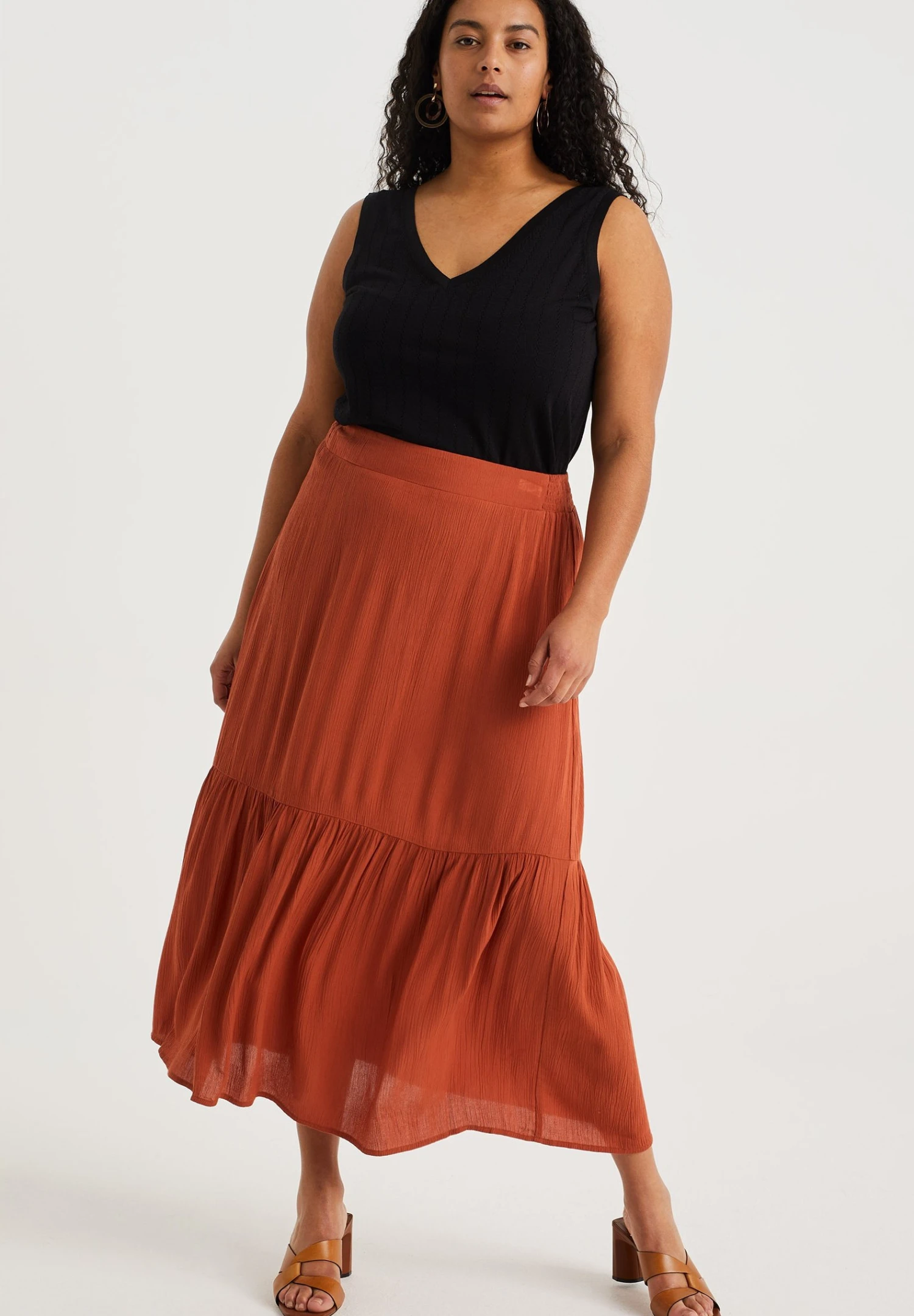 WE FASHION Curve - Maxirok - Brown 2 WE FASHION Curve - Maxirok - Brown - Afbeelding 2