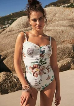 Next Bandeau Tummy Control Standard - Badpak - White Floral