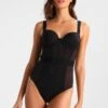 Sheers Cupped Strapless Bodysuit - Body - Black