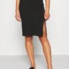 Even&Odd Basic - Midi Skirt With Slit - Kokerrok - Black