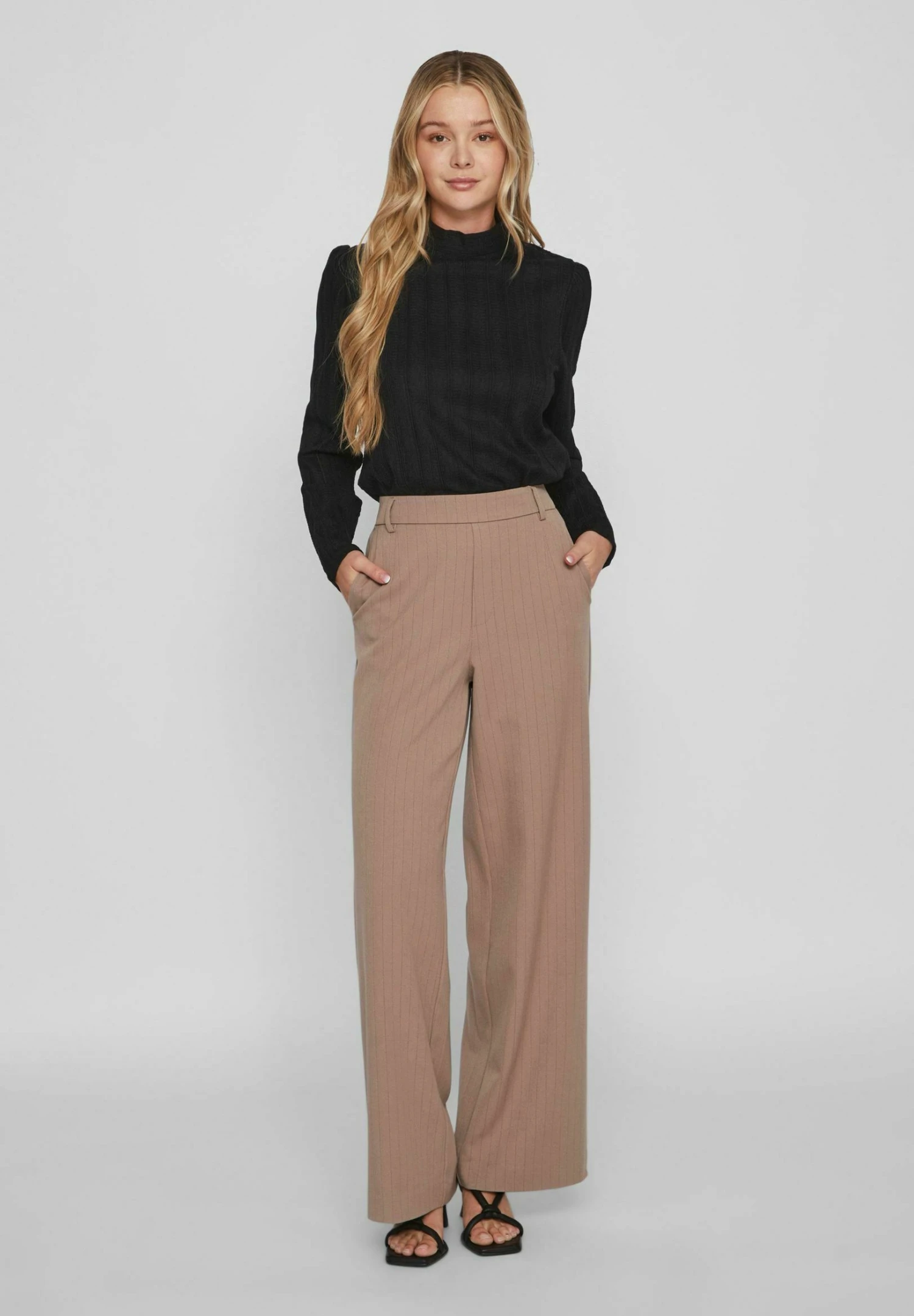 Vila High Waist Nadelstreifen - Broek - Brown Lentil 2 Vila High Waist Nadelstreifen - Broek - Brown Lentil - Afbeelding 2