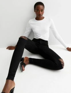 Tall Ripped Lift & Shape High Waist Yazmin - Jeans Skinny Fit - Black