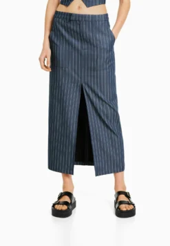 BERSHKA Tailored-Fit- Jeansrok - Dark Blue