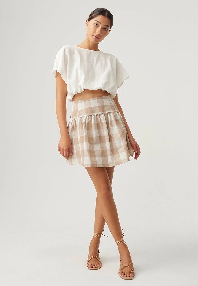 Parlour - A-Lijn Rok - Natural Gingham 2 Parlour - A-Lijn Rok - Natural Gingham - Afbeelding 2