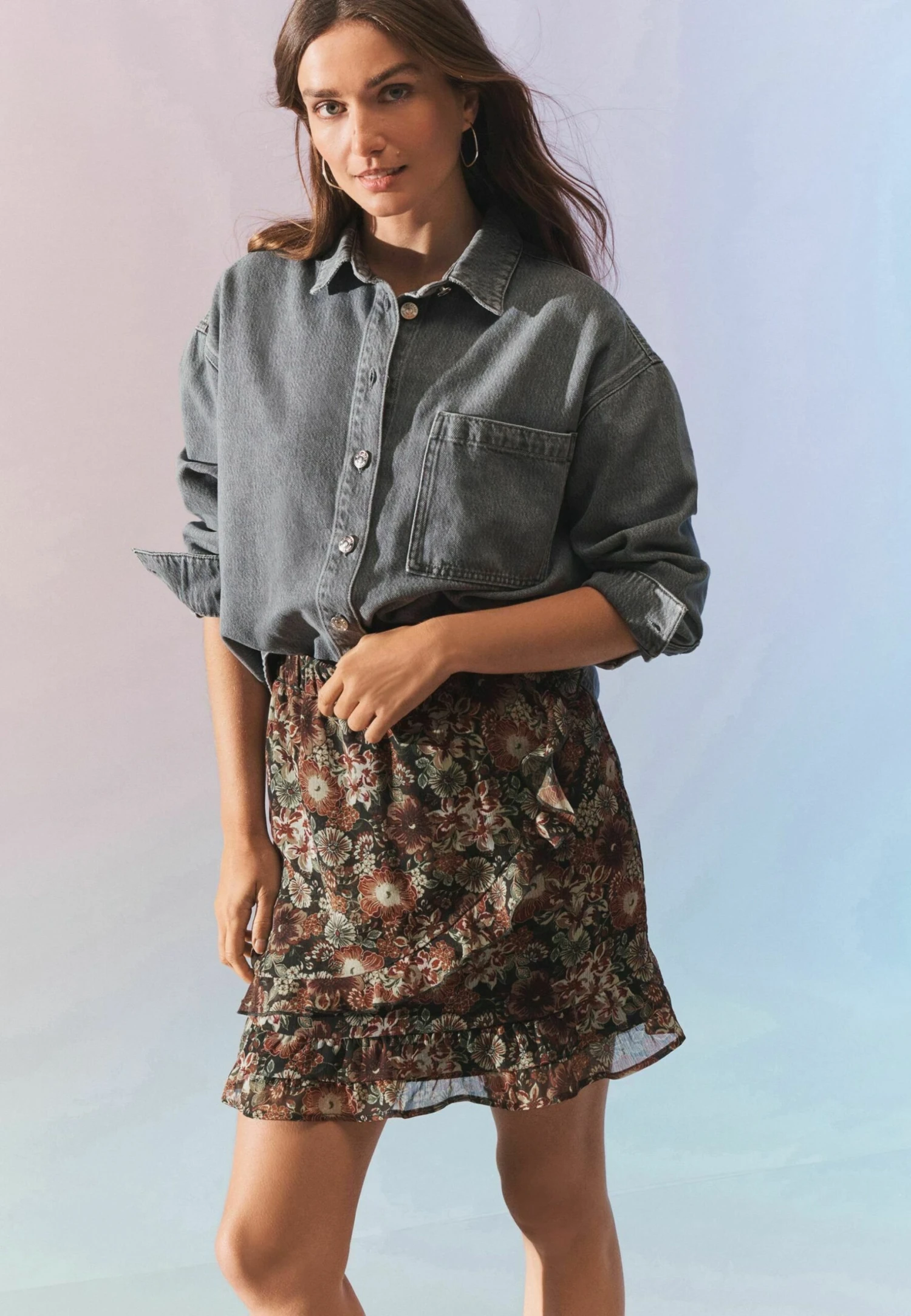 Next RuffleStandard - A-Lijn Rok - Brown Floral 1 Next RuffleStandard - A-Lijn Rok - Brown Floral