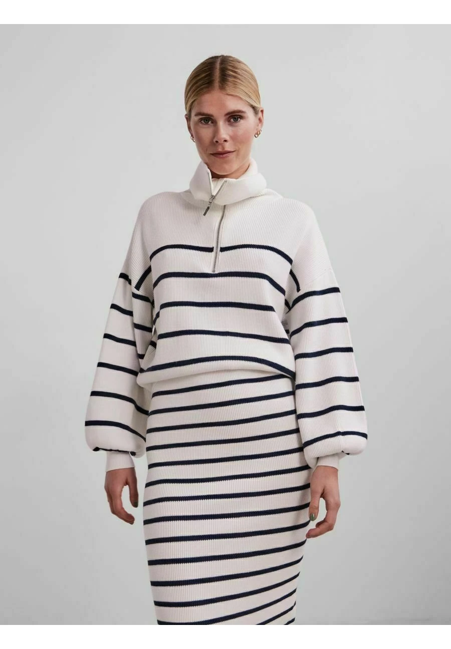 YAS Ls Zip Noos - Trui - Star White 1 YAS Ls Zip Noos - Trui - Star White