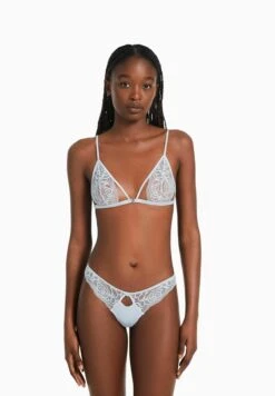 BERSHKA With Gathered Straps - Bikinitop - Dark Blue