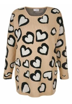 Trui - Beige Schwarz Weiß