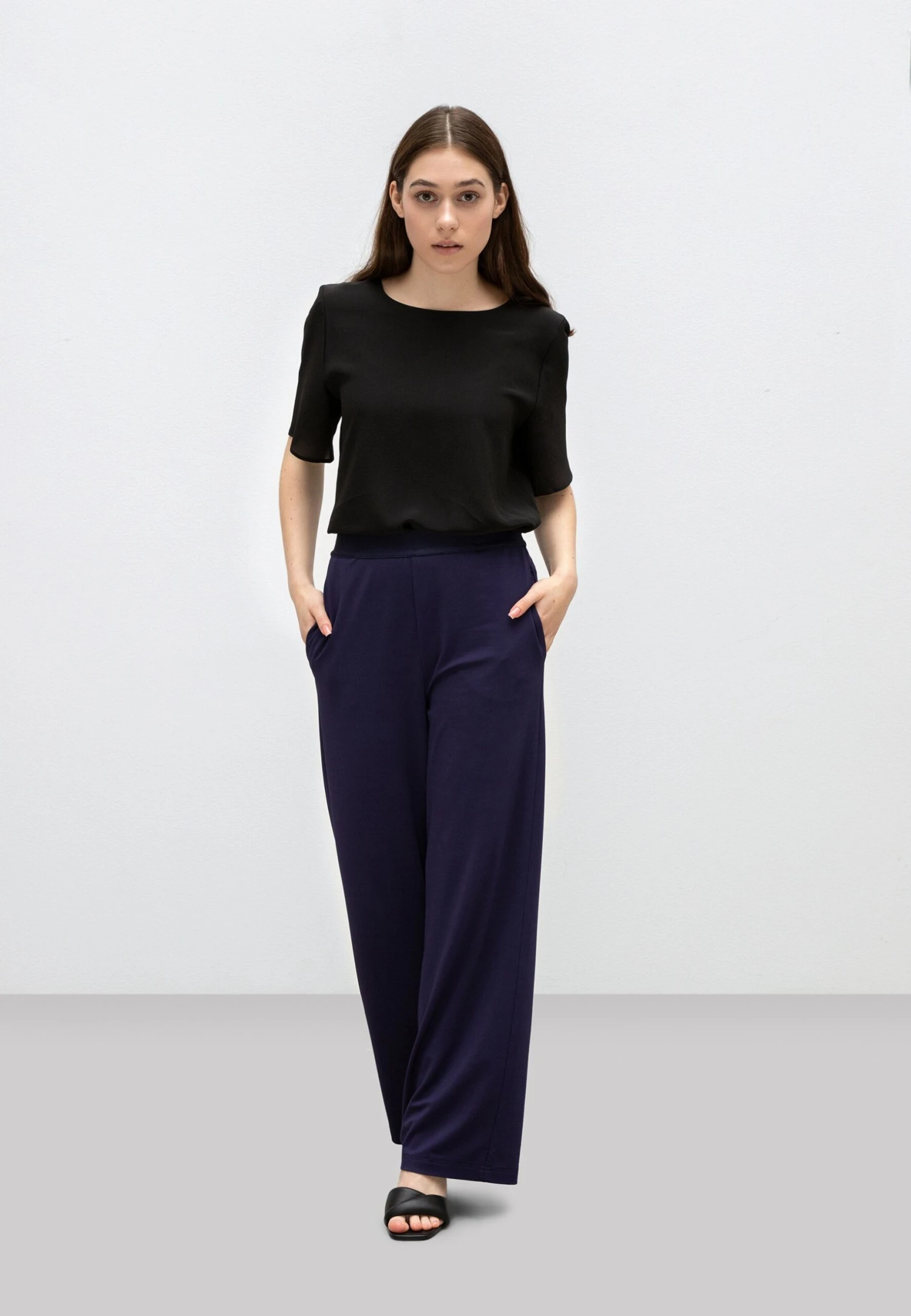 Wide Leg- Broek - Dark Blue 1 Wide Leg- Broek - Dark Blue