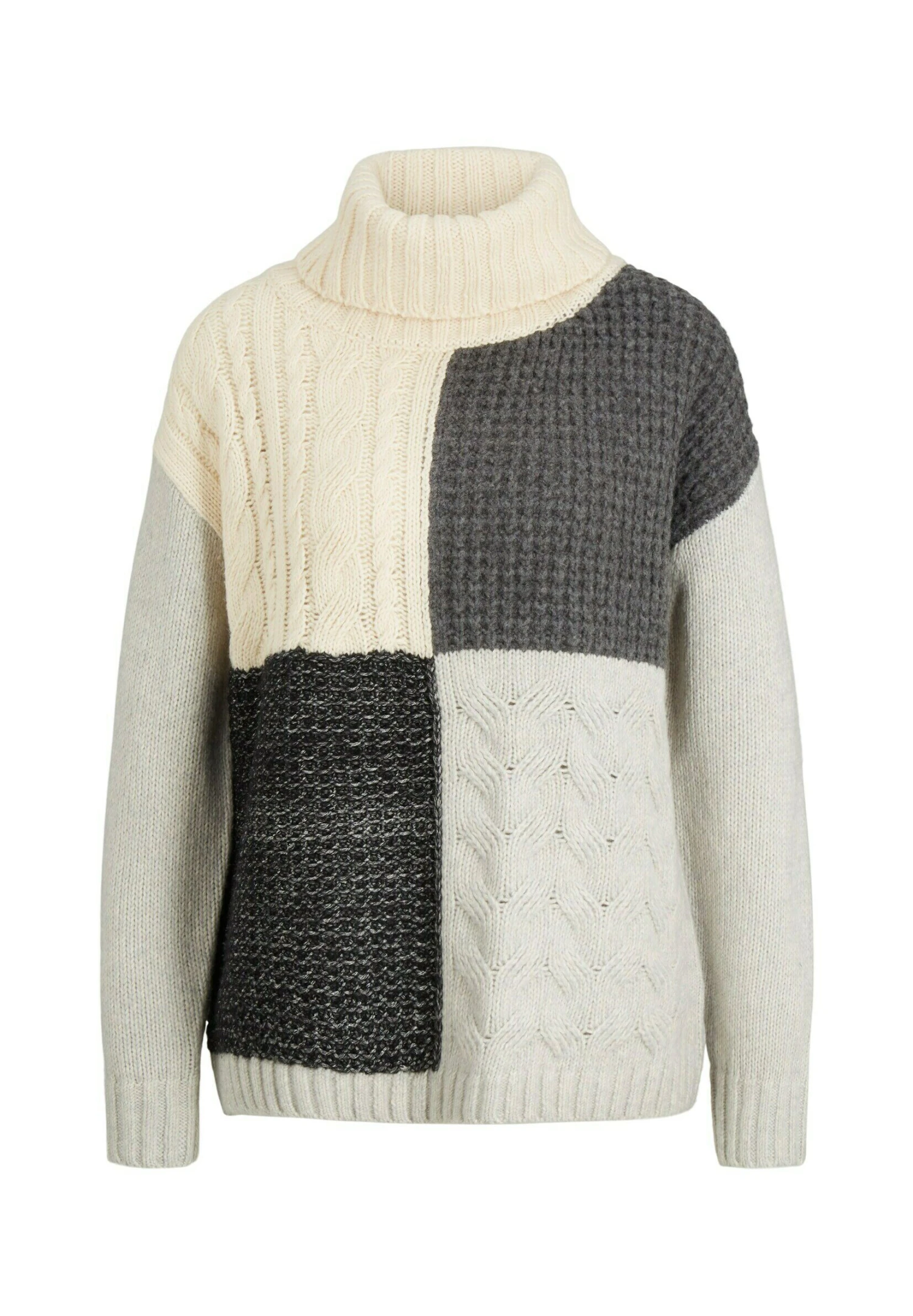 Tom Tailor Verschiedenen Struktu - Trui - Grey Patched Design 5 Tom Tailor Verschiedenen Struktu - Trui - Grey Patched Design - Afbeelding 5