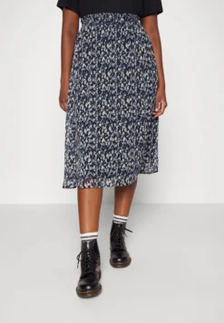 Vifalia Midi Skirt - A-Lijn Rok - Black/Mazarine Blue