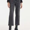 OPUS Lani Light Coal - Straight Leg Jeans - Stone Used Black