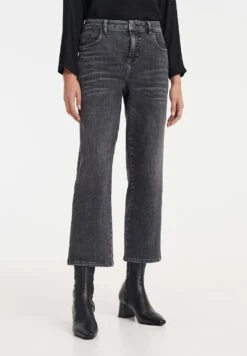 OPUS Lani Light Coal - Straight Leg Jeans - Stone Used Black