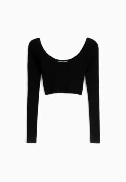 BERSHKA With Low-Cut Neckline - Cropped - Trui - Black -ESPRIT Winkel b982261c4240430890d33cc8a60ddc33