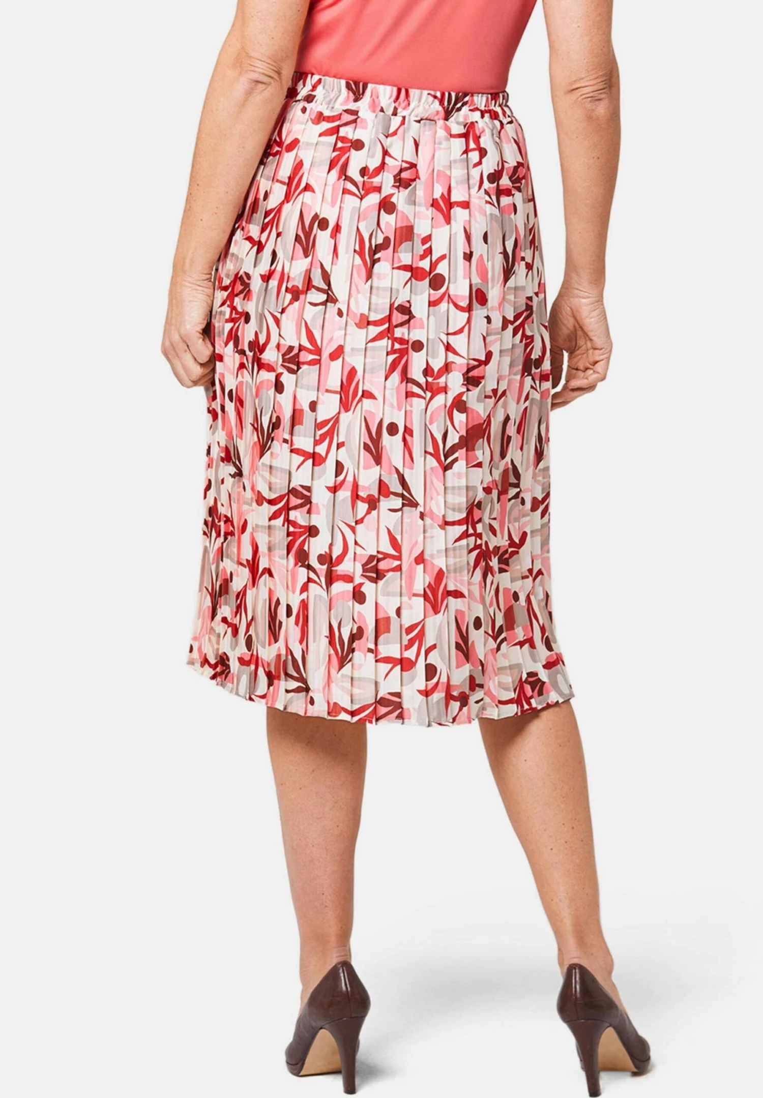 GOLDNER Mit Trageangenehmen Schlupfbund - A-Lijn Rok - Dahlia Salmon Patterned 2 GOLDNER Mit Trageangenehmen Schlupfbund - A-Lijn Rok - Dahlia Salmon Patterned - Afbeelding 2