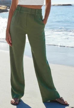 Next Blend Wide Leg Standard - Broek - Khaki Green