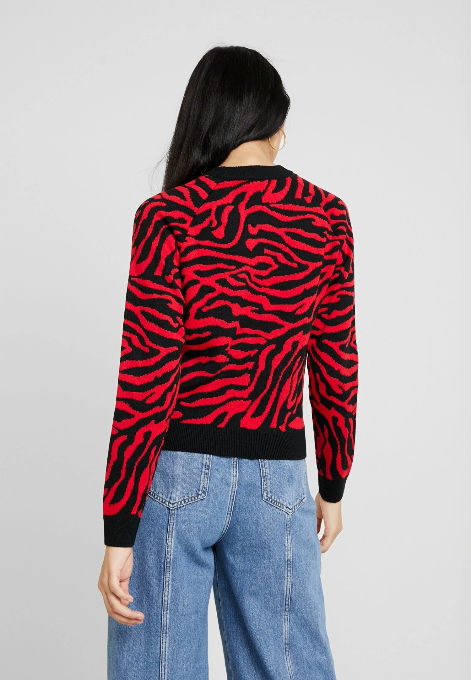 URBAN CLASSICS Ladies Short Tiger Sweater - Trui - Black/Firered 3 URBAN CLASSICS Ladies Short Tiger Sweater - Trui - Black/Firered - Afbeelding 3