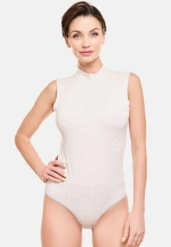 Ärmellos - Body - Grau Meliert