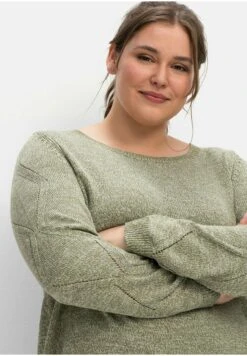 Sheego Trui - Hellkhaki Meliert -ESPRIT Winkel ef27ce77ce6e4bc9a30af537e81e0776