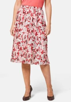 GOLDNER Mit Trageangenehmen Schlupfbund - A-Lijn Rok - Dahlia Salmon Patterned