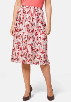 GOLDNER Mit Trageangenehmen Schlupfbund - A-Lijn Rok - Dahlia Salmon Patterned